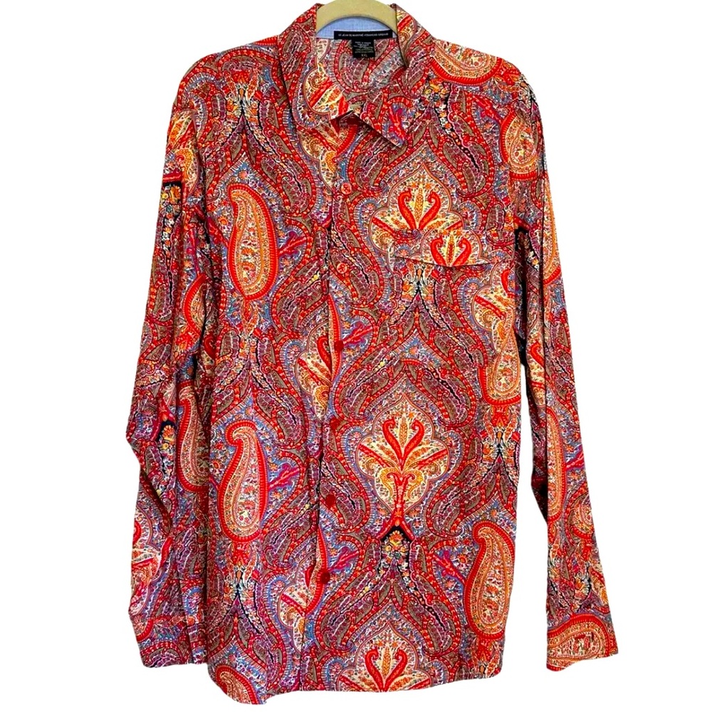 Marithe Francois Girbaud Red and Orange Paisley Dress Shirt
